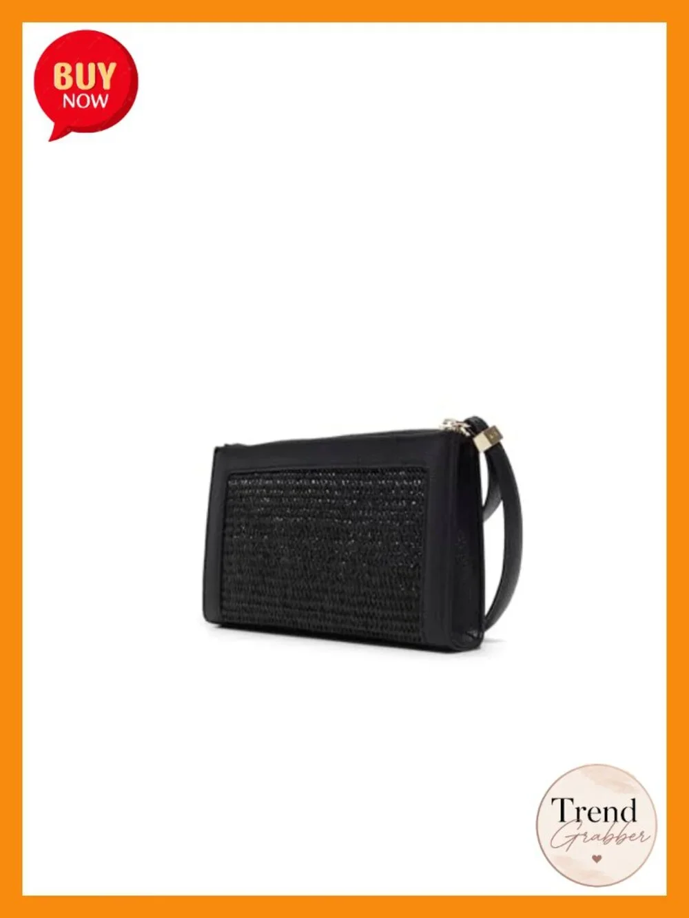 Woven Raffia Wristlet Clutch with Top Zipper